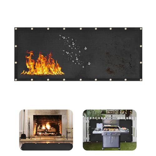 3' X 8' Grill Heat Shield for Deck Railing, Fireproof Heat Shield for Grill - color: Black, size: 3x8ft