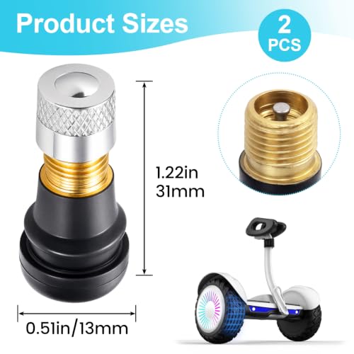 Tubeless Tire Valve Stems for Electric Scooter - color: Black, 2 Pcs