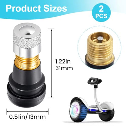 Tubeless Tire Valve Stems for Electric Scooter - color: Black, 2 Pcs
