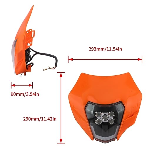 Dirt Bike LED Headlight,Universal Motorcycle Head Lamp Kit Compatible With Motocross Pit Bike Enduro ATV Supermoto 150 250 350 450 500 SX XCW EXC SXF XC SMC R 690(Orange) - color: 16-5LED Orange