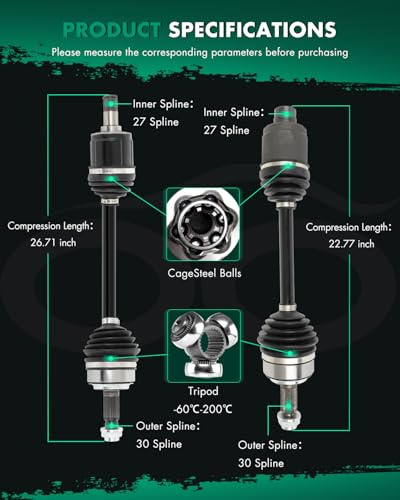 SCITOO Pair (2) Front CV Axle Assembly For Honda for Accord 2008-2014