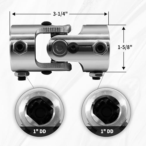 1" DD x 1" DD Chrome Steering Universal Joint Single U Joint Shaft,Total Length: 83mm (3-1/4")