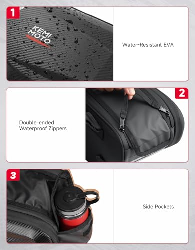 KEMIMOTO Motorcycle Saddlebags Expandable 20-30L EVA Hard Side Bag
