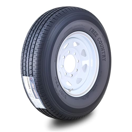 Free Country Trailer Tire Wheel ST235/85R16 12-Ply F 128N 8X6.5 White Spoke - size: ST235/85R16 /12PR /8x6.5
