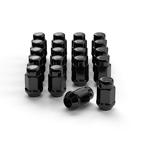 20PCS 1.4 inch 1/2-20 Closed End Bulge Acorn Black Lug Nuts - Cone Seat - 19mm Hex Lug Nut for Bronco Mustang Cherokee Liberty Ranger Exlporer YJ TJ KJ KK ZJ WJ WK XK MJ XJ Aftermarket Wheels - color: Black, size: 1.4 inch