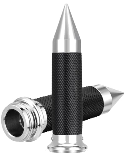 Motorcycle Hand Grips 1 Inch Handlebar Grips Electronic Throttle Compatible with Harley Davidson Touring Softail Road Street Glide Road King 2008-2024 - color: Chrome