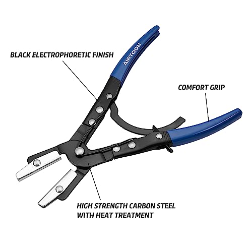 3-Pack Hose Pinching Pliers Set, Automatic Locking Ratcheting, Pinch Off Pliers for Flexible Hoses, Automotive, Gas Lines, Radiator, Brake, Coolant, and Fuel Systems (Blue, 3 Sizes)