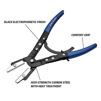 3-Pack Hose Pinching Pliers Set, Automatic Locking Ratcheting, Pinch Off Pliers for Flexible Hoses, Automotive, Gas Lines, Radiator, Brake, Coolant, and Fuel Systems (Blue, 3 Sizes)