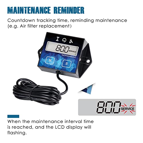2 Pieces Runleader Small Engine Timer, Digital Tachometer