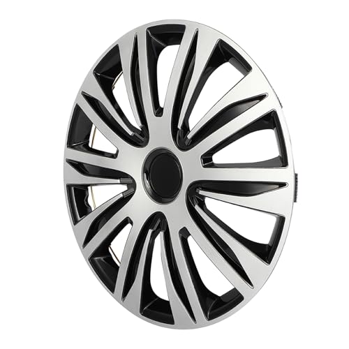 SCITOO Fit 17 Inch Hubcaps 4X Black & Silver Wheel Cover Universal-Fit