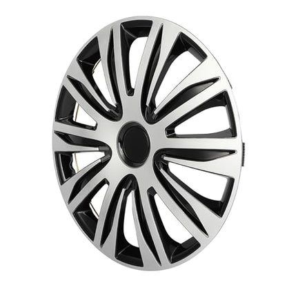 SCITOO Fit 17 Inch Hubcaps 4X Black & Silver Wheel Cover Universal-Fit