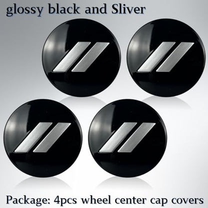 63mm=2.5 inches-Slash Wheel Center Cap Covers Hub Cap Emblem Badge Compatible with Jeep & Chrysler & Dodge Charger Challenger Durango Dart (Black Silver) - color: Black Silver
