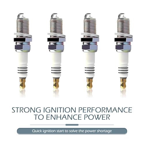 4 PCS Iridium Spark Plugs, High-performance Ignition System Spark Plug, Replacement OEM #5464 BKR5EIX11, Compatible with Hyundai,Kia,Nissan,Mitsubishi,Mazda,Subaru,Suzuki,Chevrolet (Silver)