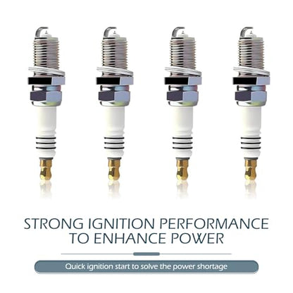 4 PCS Iridium Spark Plugs, High-performance Ignition System Spark Plug, Replacement OEM #5464 BKR5EIX11, Compatible with Hyundai,Kia,Nissan,Mitsubishi,Mazda,Subaru,Suzuki,Chevrolet (Silver)