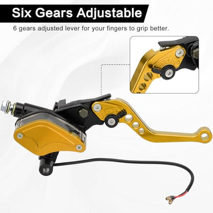 7/8" 22mm Motorcycle Brake Clutch Pump Lever, Gold - color: Gold