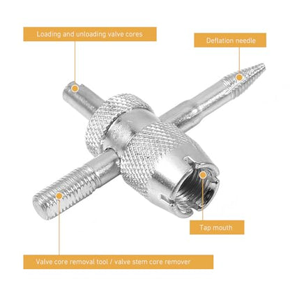 4-in-1 Stainless Steel Tire Valve Stem Tool, Multifunctional Valve Core Remover, Puller & Screwdriver Wrench, Tire Repair Accessories for Car, Motorcycle, Bicycle