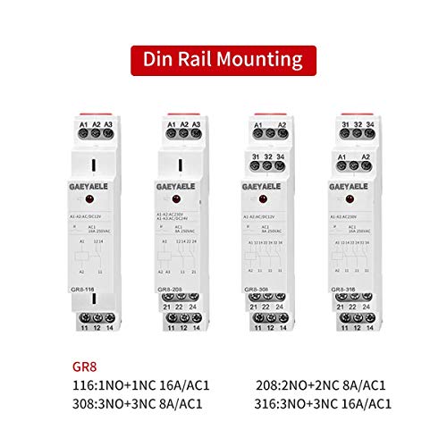 Intermediate Relay Auxiliary Relay 16A 1SPDT Din Rail (GR8-116, AC230V&DC24V) - size: GR8-116,AC230V&AC/DC24V
