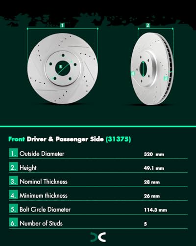 SCITOO Front 12.6" Rear 12.13" Brake Pads and Rotors Kits Brakes Kits - size: 31375+D888 & 31348+D905 [4+8PCS]
