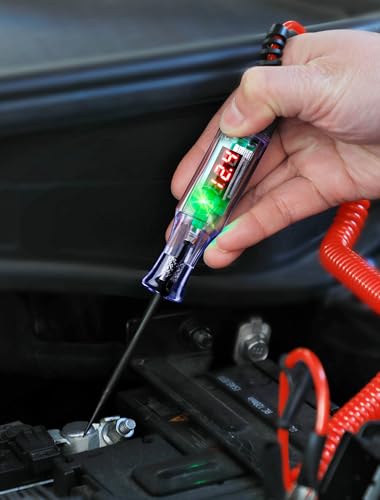 WINAMOO Test Light Automotive 5-90V Digital LED Circuit Tester with Voltage Display, Auto Bidirectional Voltage Tester, Electric Test Pen with Extended Spring Wire & Probe for Car RV Fuse Checker