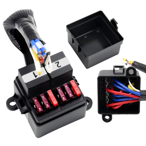 12V Pre-Wired Fuse Relay Box, 2 Relays & 6 Fuses with 40A/50A ATO/ATO Blade Fuses, 4-Pin 80A JD1912 Relay Block Kit for Car Truck RV (Wire Rated 30A) - size: 80A 2 Relay 6 Fuse