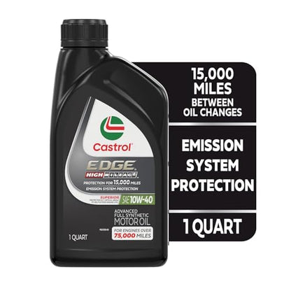 Castrol EDGE High Mileage 10W-40 Advanced Full Synthetic Motor Oil, 1 Quart - size: 1 Quart