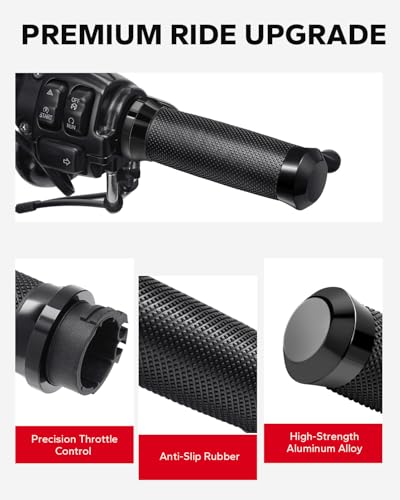 Amazicha 1inch Handlebar Grips, Cable Throttle Control Hand Grips Fit for Harley ’96-’07 Touring, ’96-Later XL, ’02-’17 VRSC, ’08-’13 XR, ’96-’17 Dyna (Except FXDLS) - color: Black
