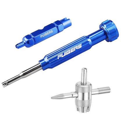 Tire Valve Stem Removal Tool Kit 3-Piece Set, Presta and Schrader Valve Core Removal Tools Set with 4 in 1 Valve Stem Puller Repair Tools