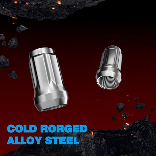 JiiinMiiin M12x1.5 20pcs Chrome 6 Spline Lug Nuts Sets with 1 Socket Key - color: Chrome, size: M12x1.5, style: 20pcs - 1.38"tall