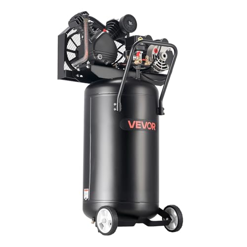 VEVOR 25-Gallon Air Compressor, 2HP 5.5 SCFM at 90PSI, Max 200PSI Pressure Oil-Lubricated Air Compressor Tank, Portable on Wheels for Auto Repair, Tire Inflation, Spray Painting, Woodwork Nailing 120V - size: 25 Gallon 200 PSI