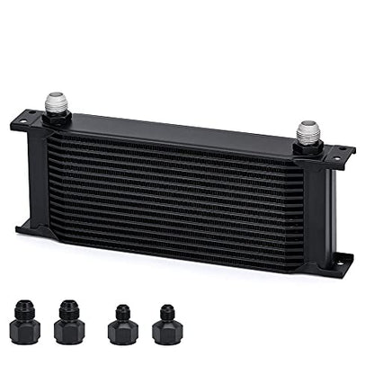 16 Row 10AN Transmission Oil Cooler Stacked Plate with 6AN 8AN Adapter Universal Aluminium Alloy Engine Oil Cooler Black - size: 16row