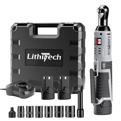 3/8" Cordless Electric Ratchet Wrench Set, 40Ft-Lbs, 2 Batteries