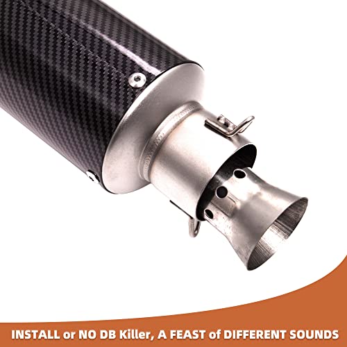 Universal Slip on Modified Exhaust Mufflers with Silencers Compatible with Motorcycle Grom ATV Dirt Bike Street Bike Scooter Pipe Diameter 38mm-51mm Exhaust,Carbon Fiber Silver - color: Carbon Fiber Silver