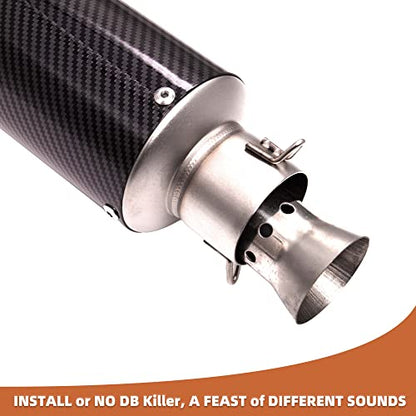 Universal Slip on Modified Exhaust Mufflers with Silencers Compatible with Motorcycle Grom ATV Dirt Bike Street Bike Scooter Pipe Diameter 38mm-51mm Exhaust,Carbon Fiber Silver - color: Carbon Fiber Silver