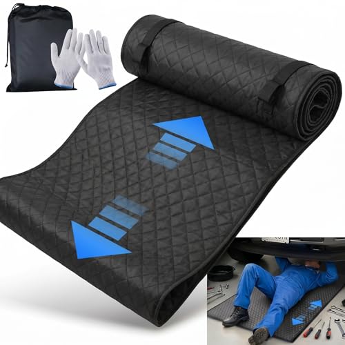 60''x28'' Rolling Creeper Mat with Storage Bag, Foldable Two-Layer Automotive Mechanic Repair Mat, Mechanic Creeper for Low Clearance, Special Roads, Long-Distance Trucks, Mechanics Pad, Black