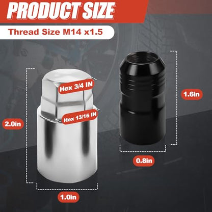 24216 Wheel Locks Lug Nuts M14 x 1.50 Compatible with Cadillac Escalade
