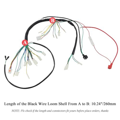 PRO BAT Full Electrics Wiring Harness 3-Pin Brake Light 2-Coil Stator - color: White Spark Plug, size: Full-wave Rectifier
