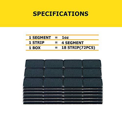 YIZBAP Wheel Weights Black 1oz, 72 oz/Box, 72pcs, with Strong Black Adhesive. 1 Ounce Stick on Wheel Weights for Cars, Trucks, SUVs, Motorcycle, and Others - color: Black