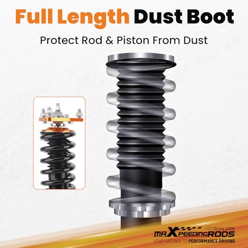 maXpeedingrods Coilovers for Mitsubishi Outlander Sport 2011-2020, for Mitsubishi Lancer 2008-2016, 24 Levels Damping Adjustable Coilovers Suspension Kit, Height Adjustable Shock Lowering Kit Gold