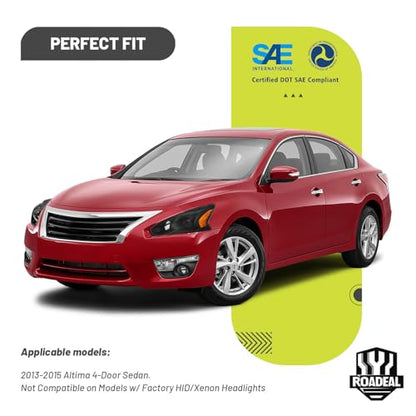 Headlights for 2013 2014 2015 Nissan Altima 4-Door - color: Black - With H/L Beam Bulbs