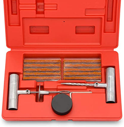 Tooluxe 50002L -35 Piece Tire Repair Universal Heavy Duty Tire Repair Kit with Plugs, Fix A Flat Tire Repair Kit, Ideal for Tires on Cars, Trucks, Motorcycles, ATV Roadside Emergency, Tire Plug Kit - size: 35 Piece Repair Kit