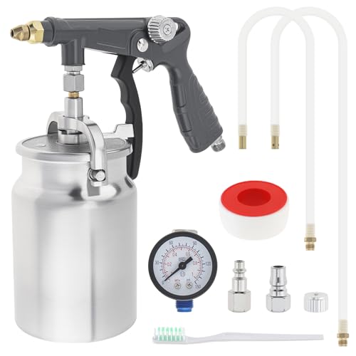 ChgImposs Undercoating Spray Gun Kit, 34 fl oz / 1 Liter Cup, Rust Proofing Gun for Truck Bed Liner, Car Underbody Coating, Rubberized Protective Spray Tool with Hoses (Grey) - color: Gray