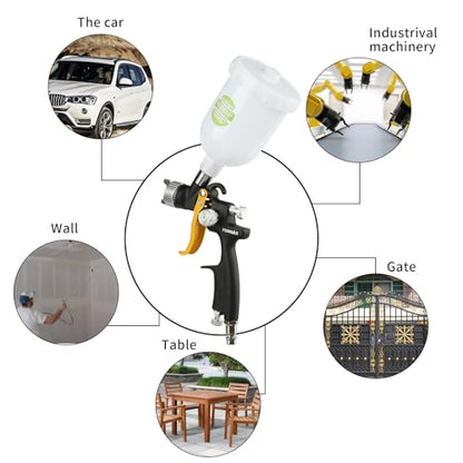 FORNAX Mini HVLP Paint Spray Gun with 0.8mm Nozzle, 250 cc Capacity, Brush and Wrench