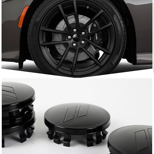 4pcs 63mm 2.5 inches Slash Wheel Center Cap Covers Fit for Dodge Charger Durango Dart 2015-2020 Jeep/Chrysler - color: Black-Black