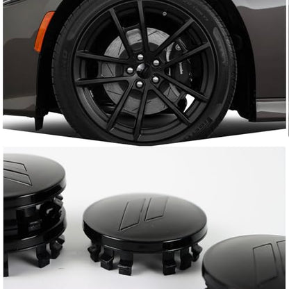 4pcs 63mm 2.5 inches Slash Wheel Center Cap Covers Fit for Dodge Charger Durango Dart 2015-2020 Jeep/Chrysler - color: Black-Black