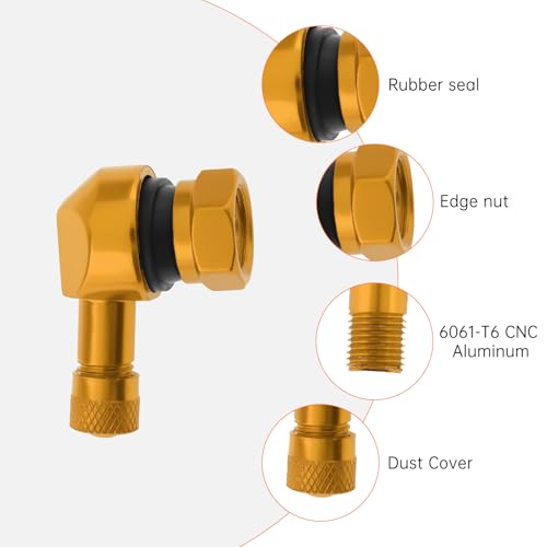 90° Tire Valve Stems 11.3mm Aluminum Forged for Scooter E-Bike ATV - color: Gold