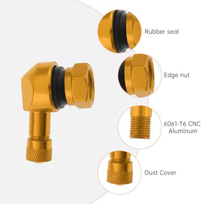 90° Tire Valve Stems 11.3mm Aluminum Forged for Scooter E-Bike ATV - color: Gold