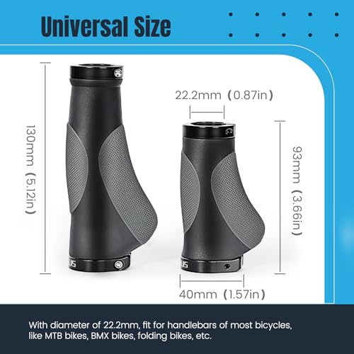 PRUNUS Bike Grips Rubber Ergonomic Antislip Handlebar Grips for MTB Bicycle - color: black