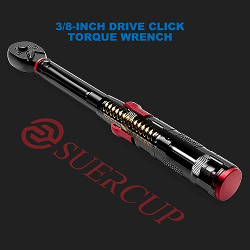 SUERCUP 3/8-Inch Drive Click Torque Wrench - 5-45 Ft-Lb/6.8-61Nm, Dual-Direction Adjustable 72 Tooth Click Torque Wrench for Bike, Motorcycle and Car Repair (Pack of 2) - size: 3/8" 5-45 Ft.Lb/6.8-61 N.m (Pack of 2)