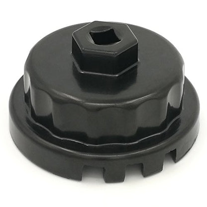 Aluminum Cup Wrench for Removing Toyota Oil Filter Caps, 64mm Flute, Fits 2.5L to 5.7L Engines, Black