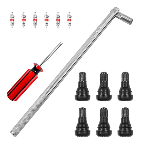 14PCS Tire Valve Stem Tool Removal & Installation, Single Head Remover Tyre Stem Puller Installer w/ TR412 Snap-in Stems & Valve Cores, Tire Stems Remover Installer for Most Cars - color: 14 PCS